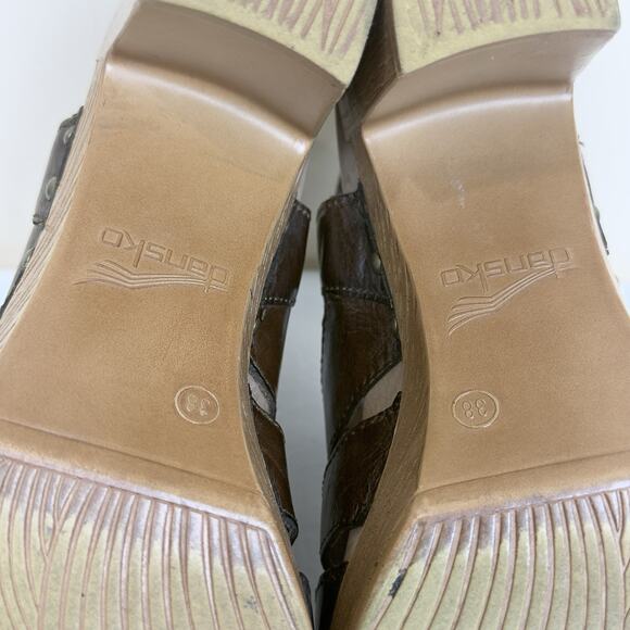 Dansko Demetra Brown Wooden Heel Sandals Women’s Size 38 - Picture 11 of 14